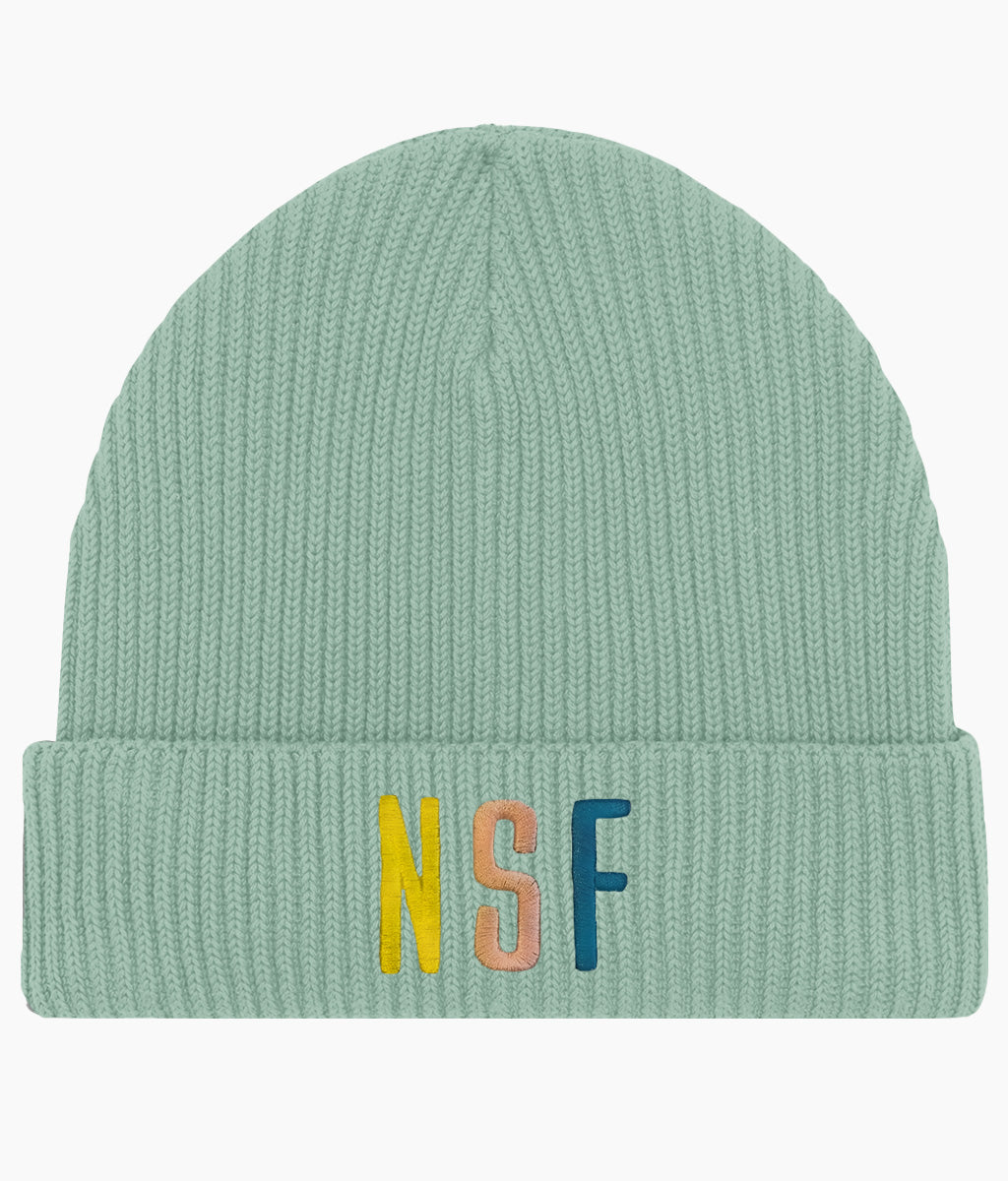 Never Strays Far NSF Earthy Embroidery Beanie