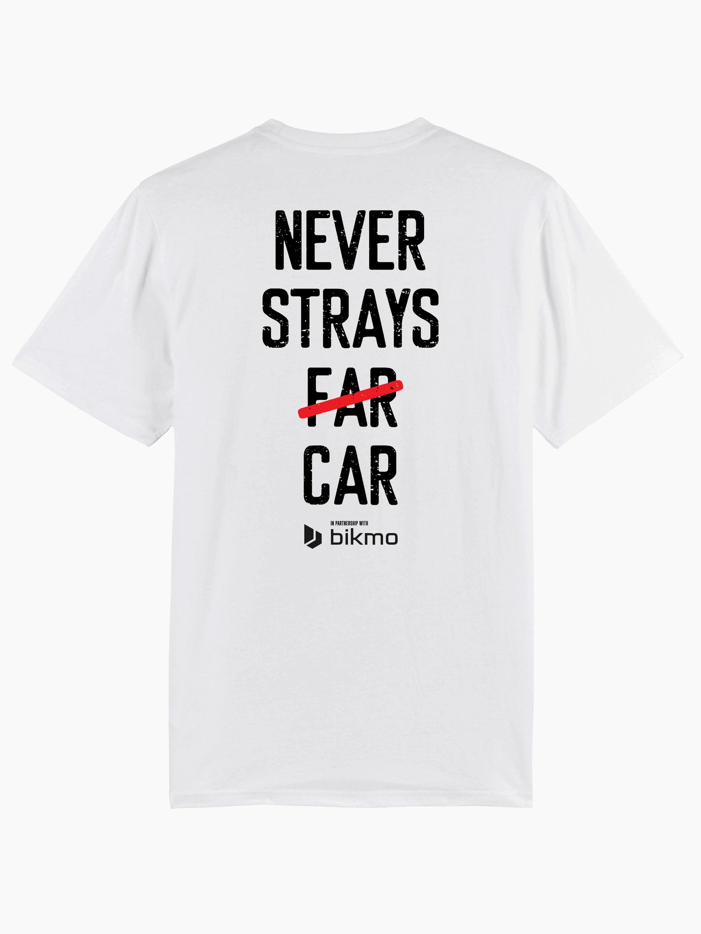 Never Strays Car x Bikmo Unisex T-shirt - White